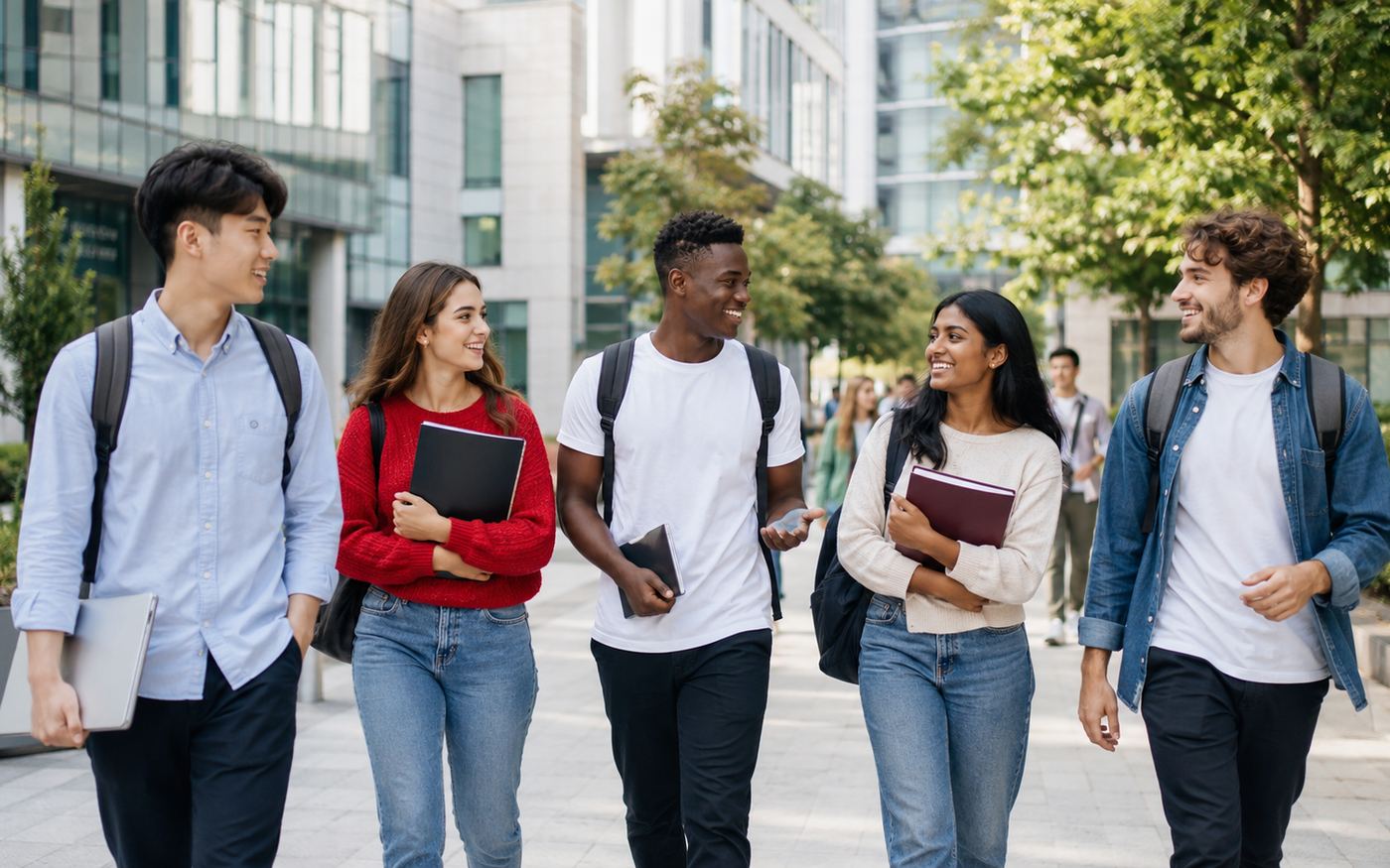 International students on campus